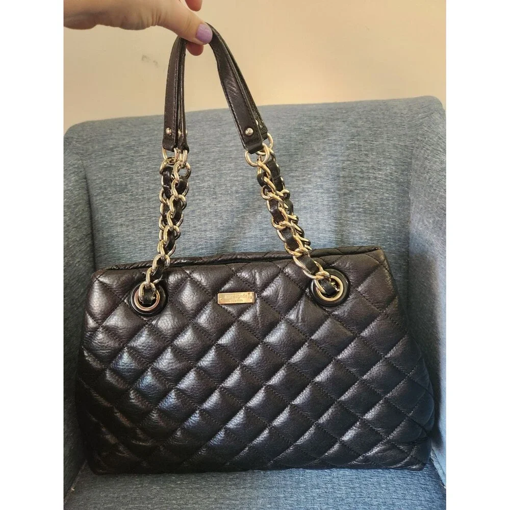 Kate Spade Gold Coast Maryanne Quilted Black Chain-Handle Tote